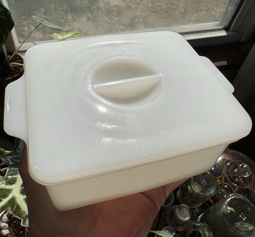 Vintage small white milk glass - white,